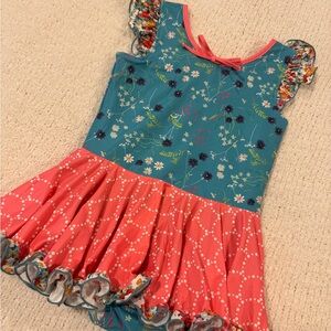 Teal and Pink Floral Cheeky Plum Leotard, 8Y.